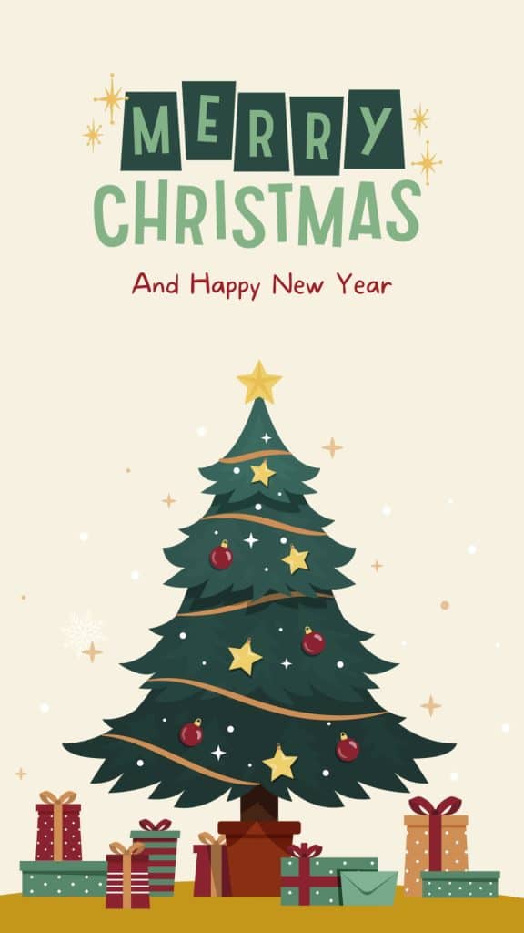 Beige Merry Christmas and Happy New Year Instagram Story